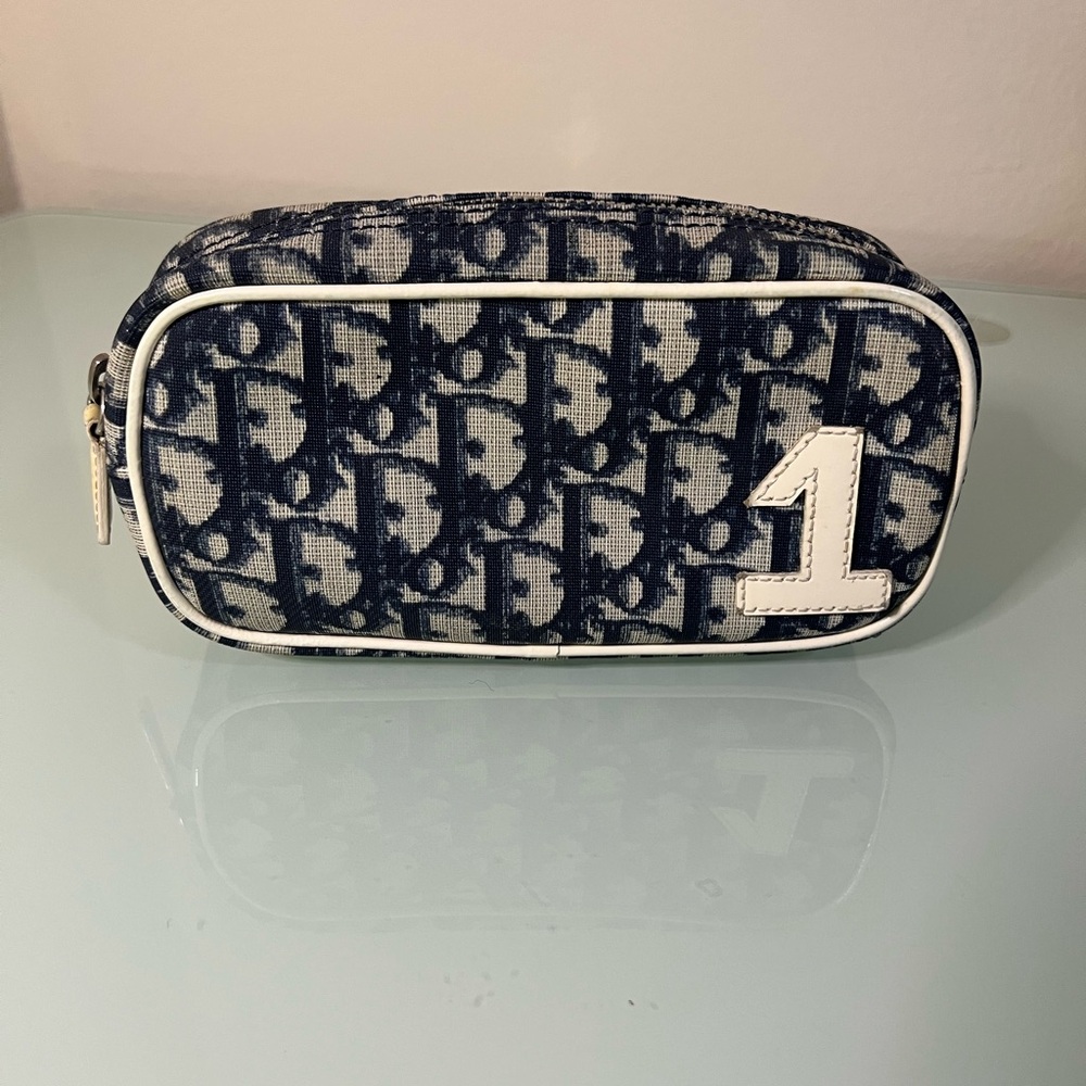Dior Navy and Cream Monogram Clutch